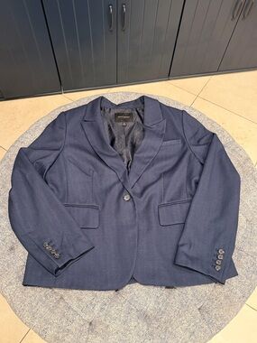 Banana Republic Navy Women’s Single-Button Herringbone Blazer size 16